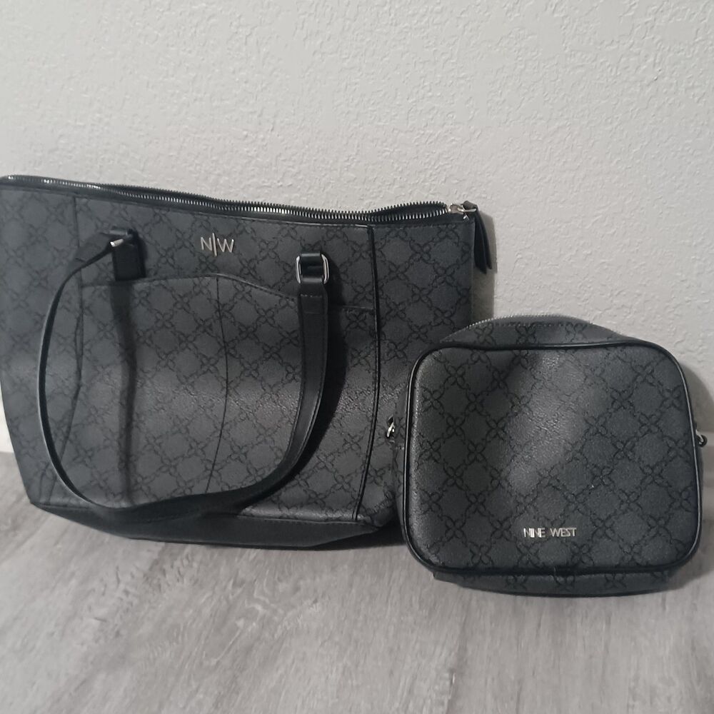 NINE WEST Gray Tote Bag & Crossbody Set